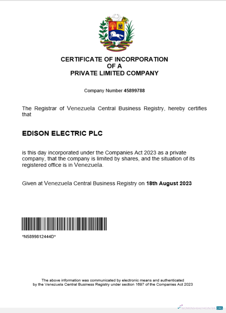 Download Venezuela business registration certificate Word and PDF template Photoshop template